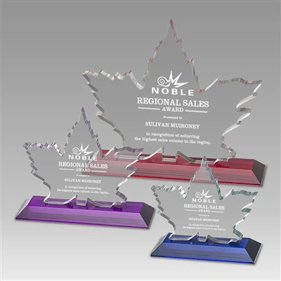 ليزر ڪٽڻ شيشي ميپل ليف اوارڊ